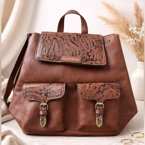 Elegant Embossed Leather Backpack